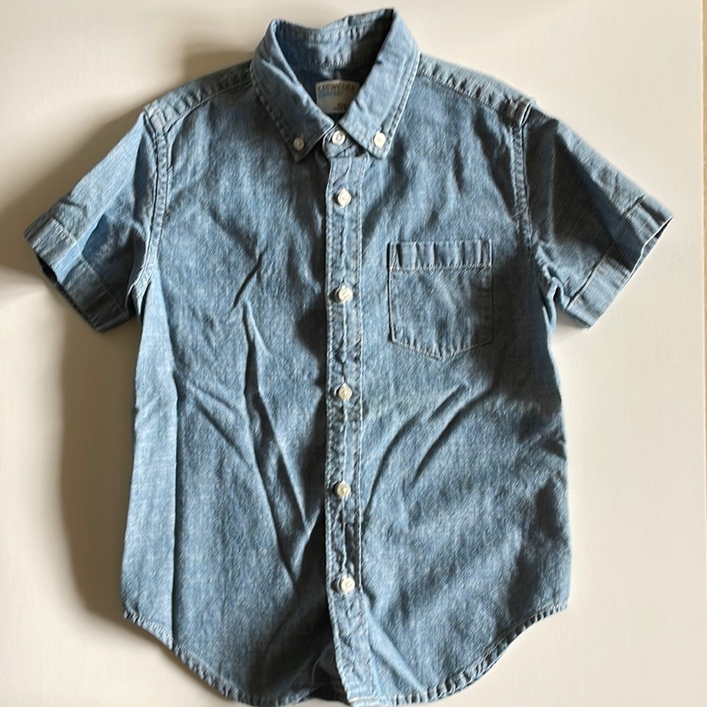Crewcuts Boys Youth Size 8 Short-Sleeve Chambray Button-Down